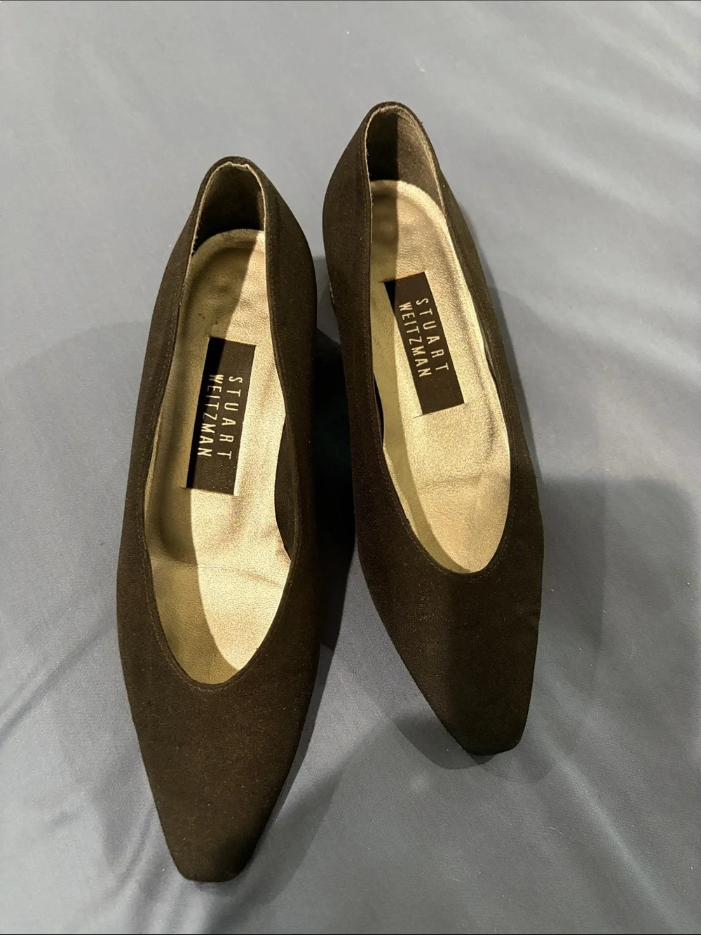 Stuart Weitzman Black Pointed-Toe Heela